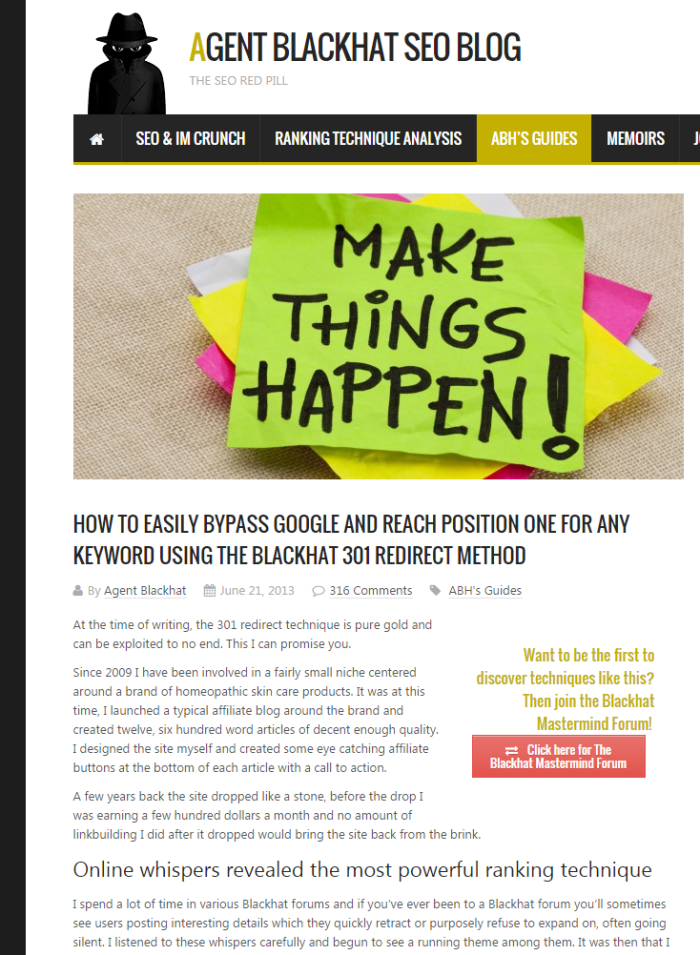 How to easily bypass Google and reach position one for any keyword using the Blackhat 301 redirect method Agent Blackhat SEO Blog